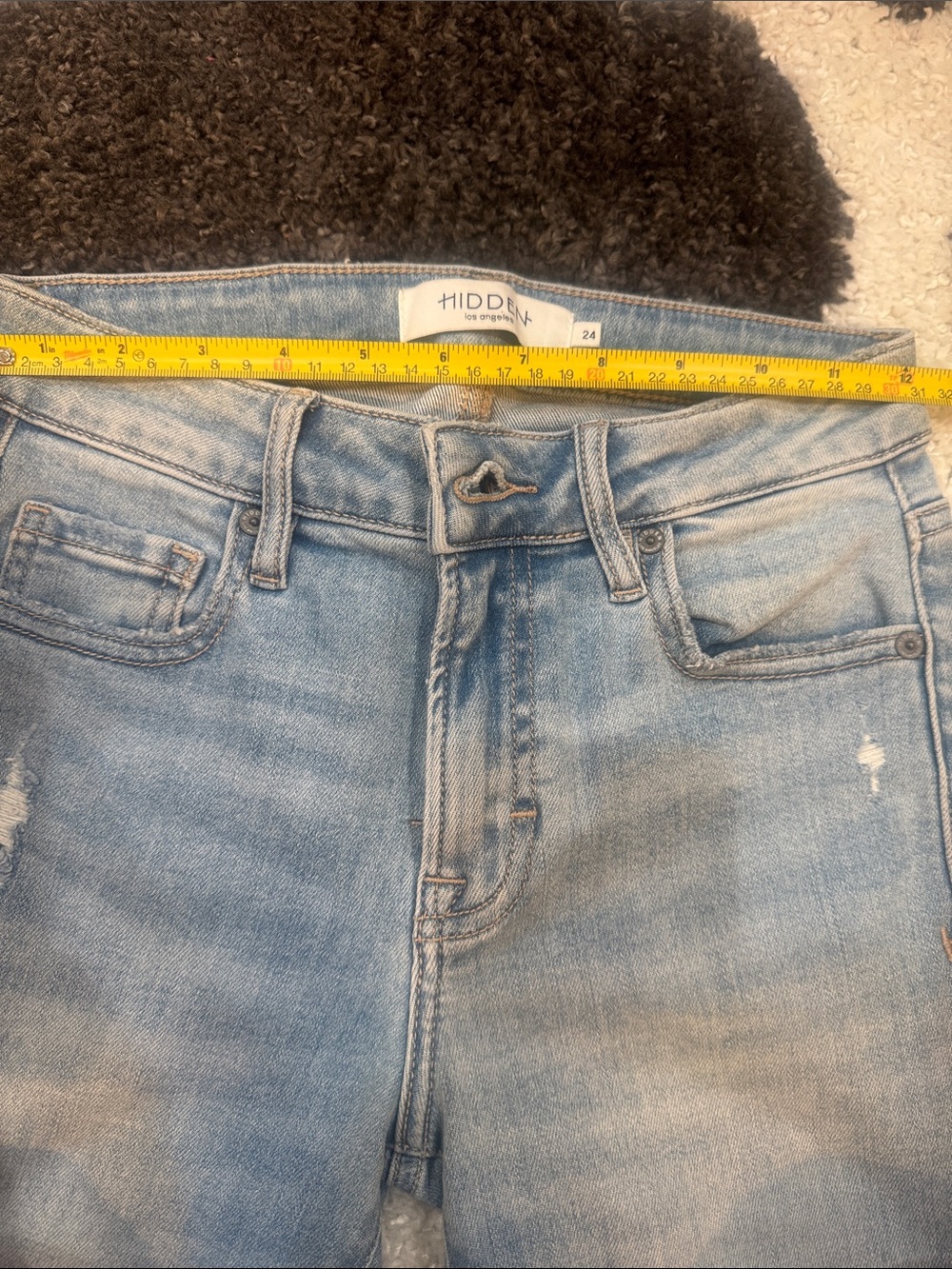 Hidden Jeans Light Blue Frayed Hem Wide Leg Jeans - Picture 5 of 5